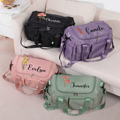Reisetasche mit personalisiertem Namen und Geburtsblume