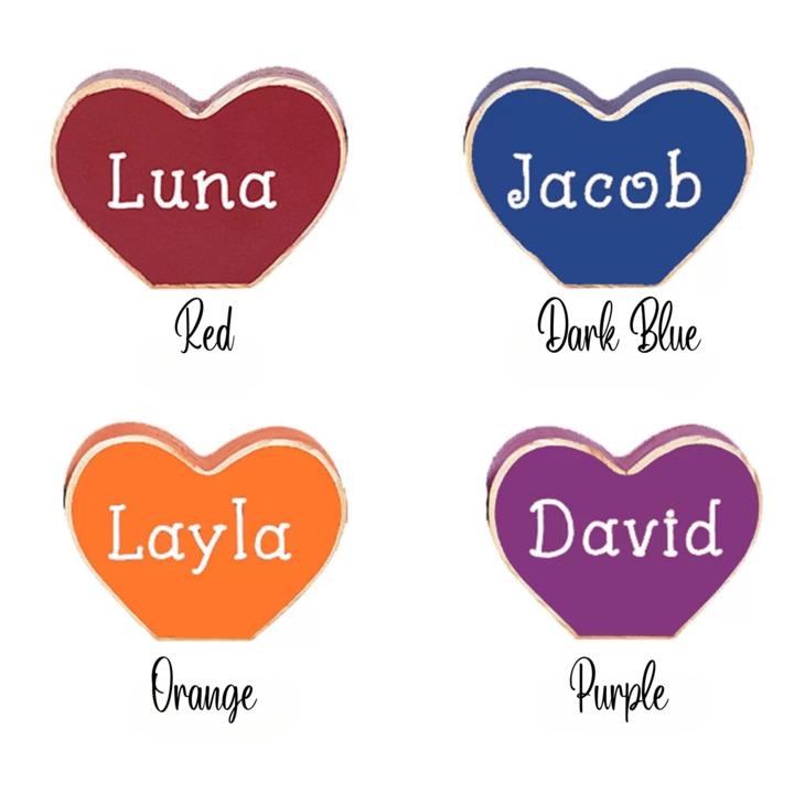Custom Family Names Heart Ornament Set