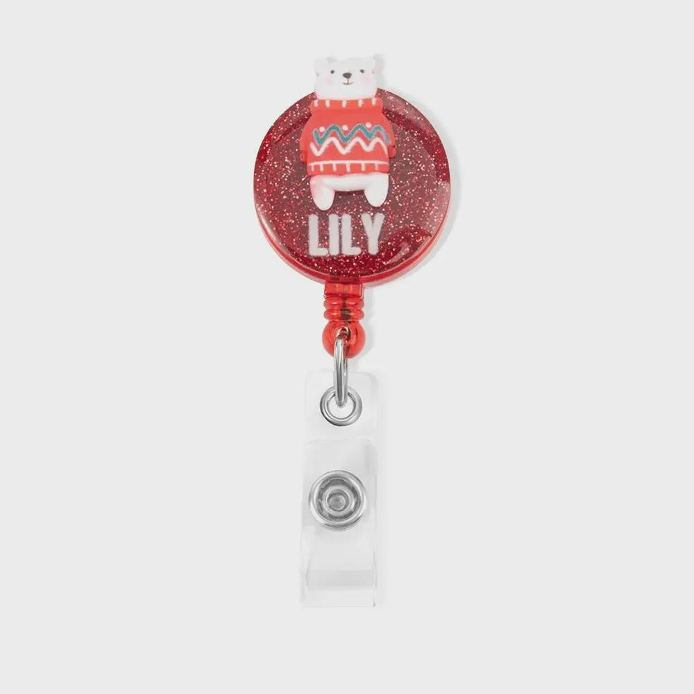 Custom Name Christmas Glitter Badge Reel