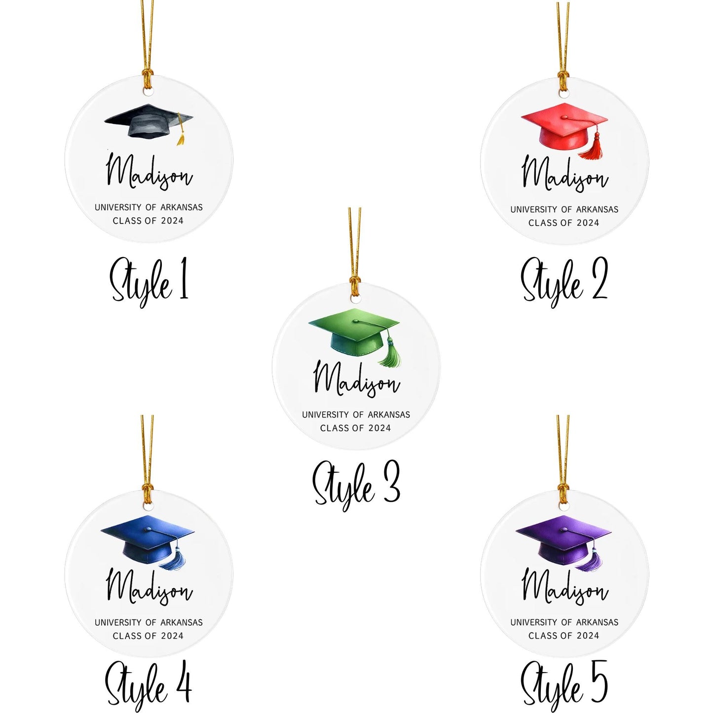 Name Graduation Cap Christmas Tree Ornament