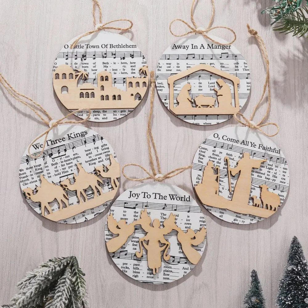 Wooden Nativity Scene Christmas Tree Decoration