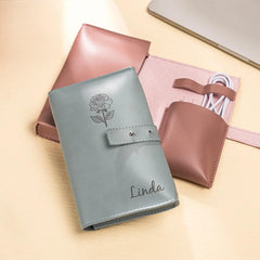 Personalisierter Reise-Ladekabel-Organizer mit Geburtsblumenmotiv
