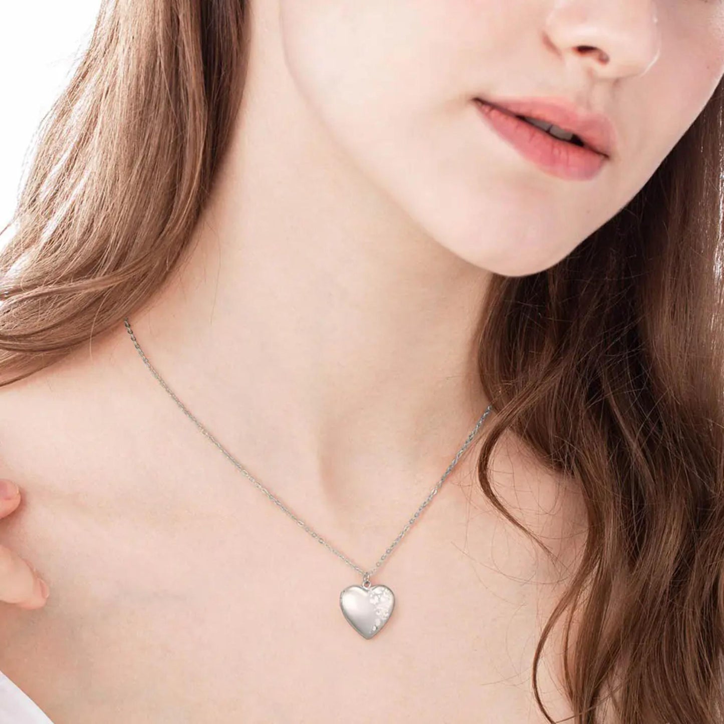 Personalized Heart Locket Necklace with Butterfly