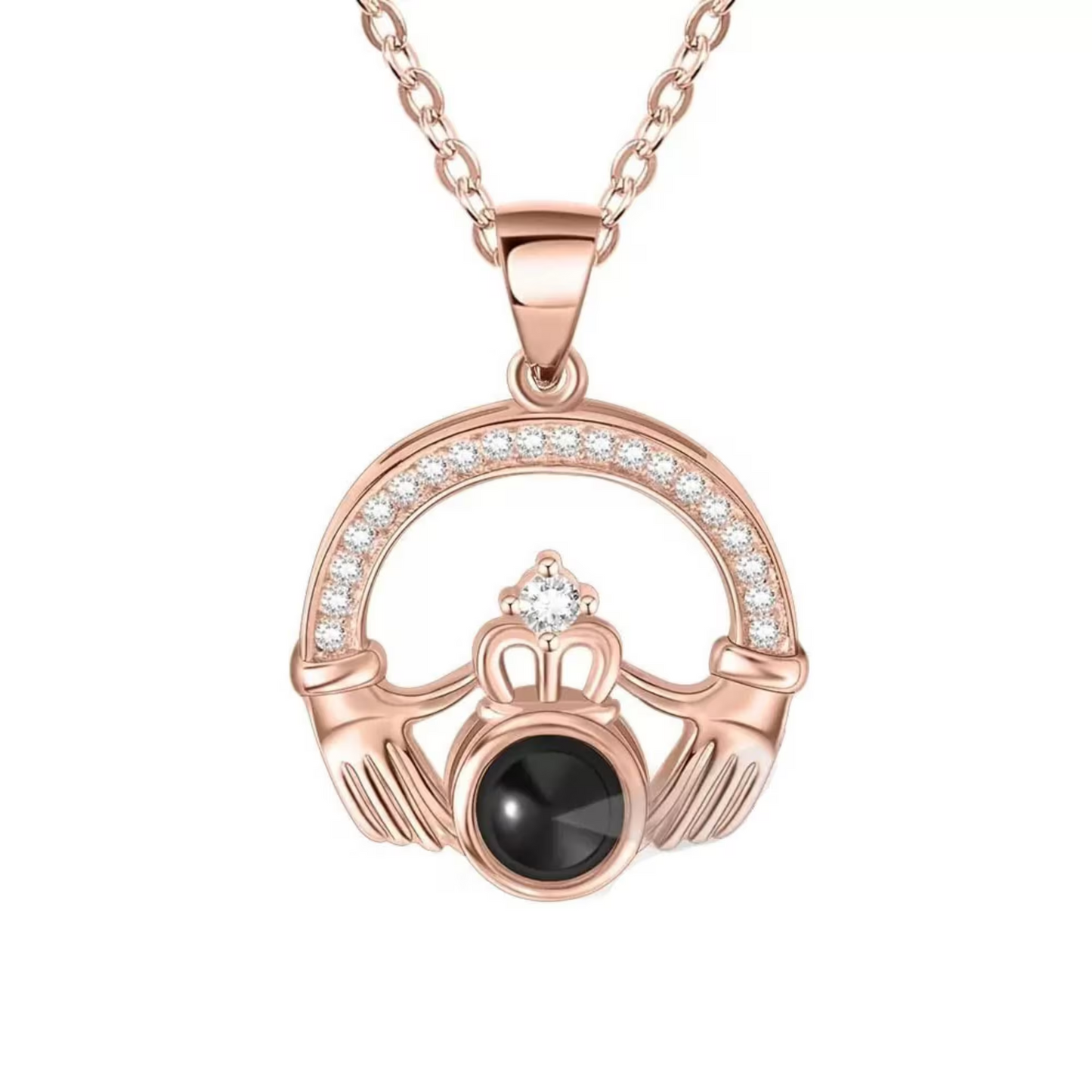 Personalized Claddagh Photo Projection Necklace