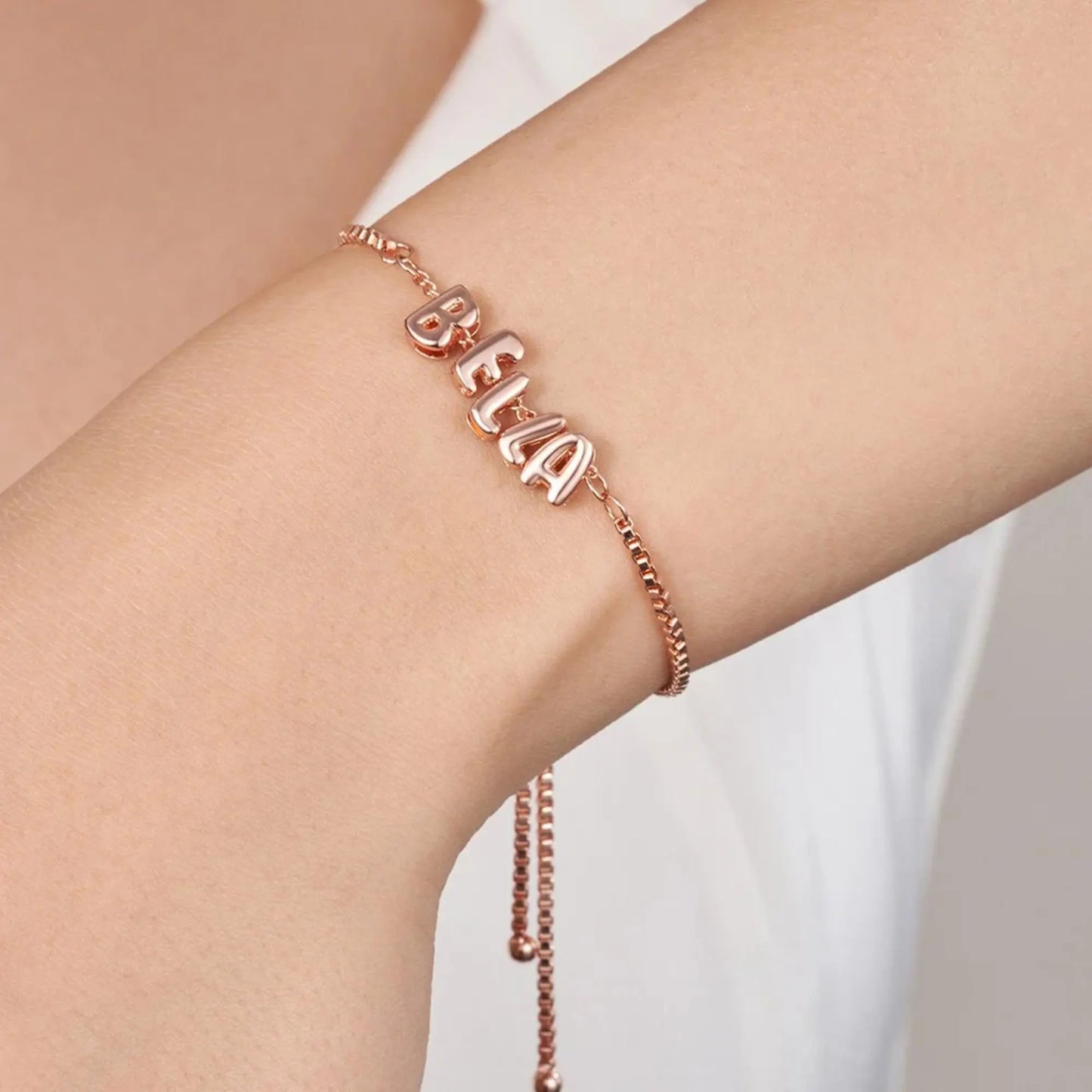 Personalized 3D Bubble Letter Name Chain Bracelet