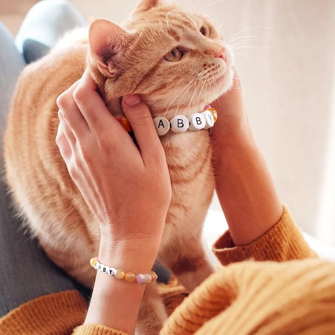 Individuell gestaltetes Halsband und Armband für Haustierbesitzer, passendes Freundschafts-Set aus Perlenhalsband und Armband für Haustier und Besitzer, Geschenkidee für Tierliebhaber