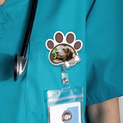 Custom Pet Photo Heart or Paw Badge Reel