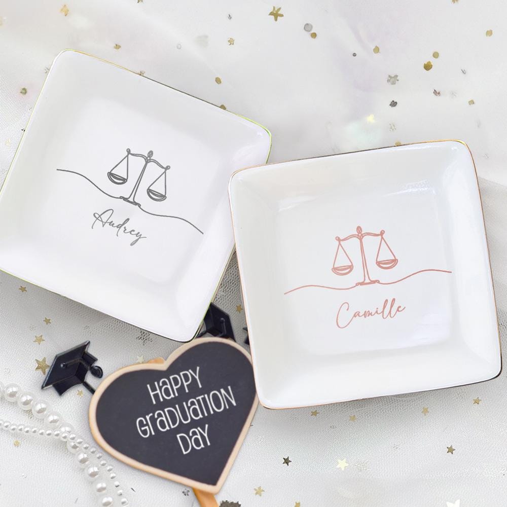 Custom Name Scale of Justice Jewelry Dish