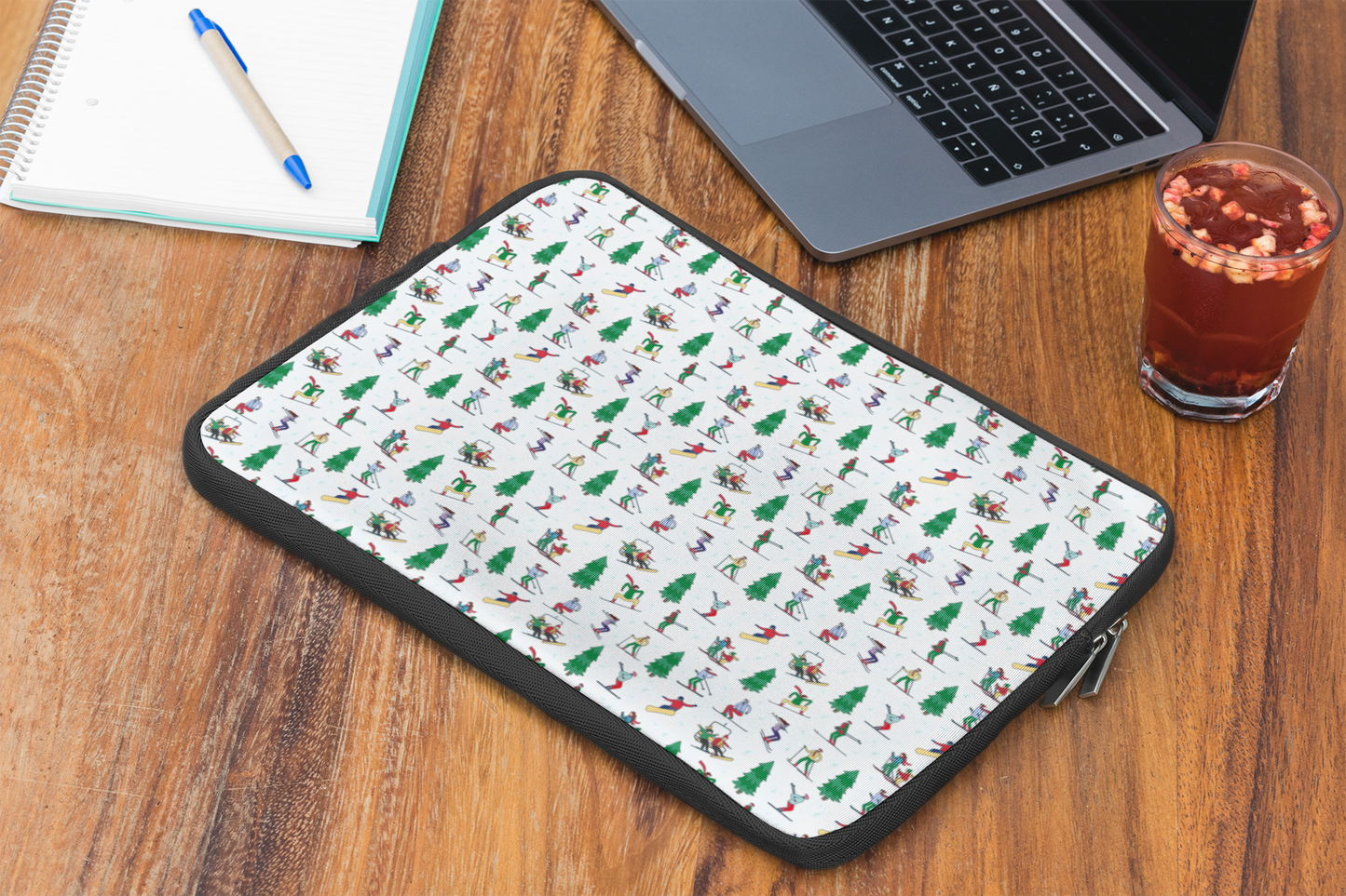 Skiing Winter Landscape Printed Laptop Sleeve