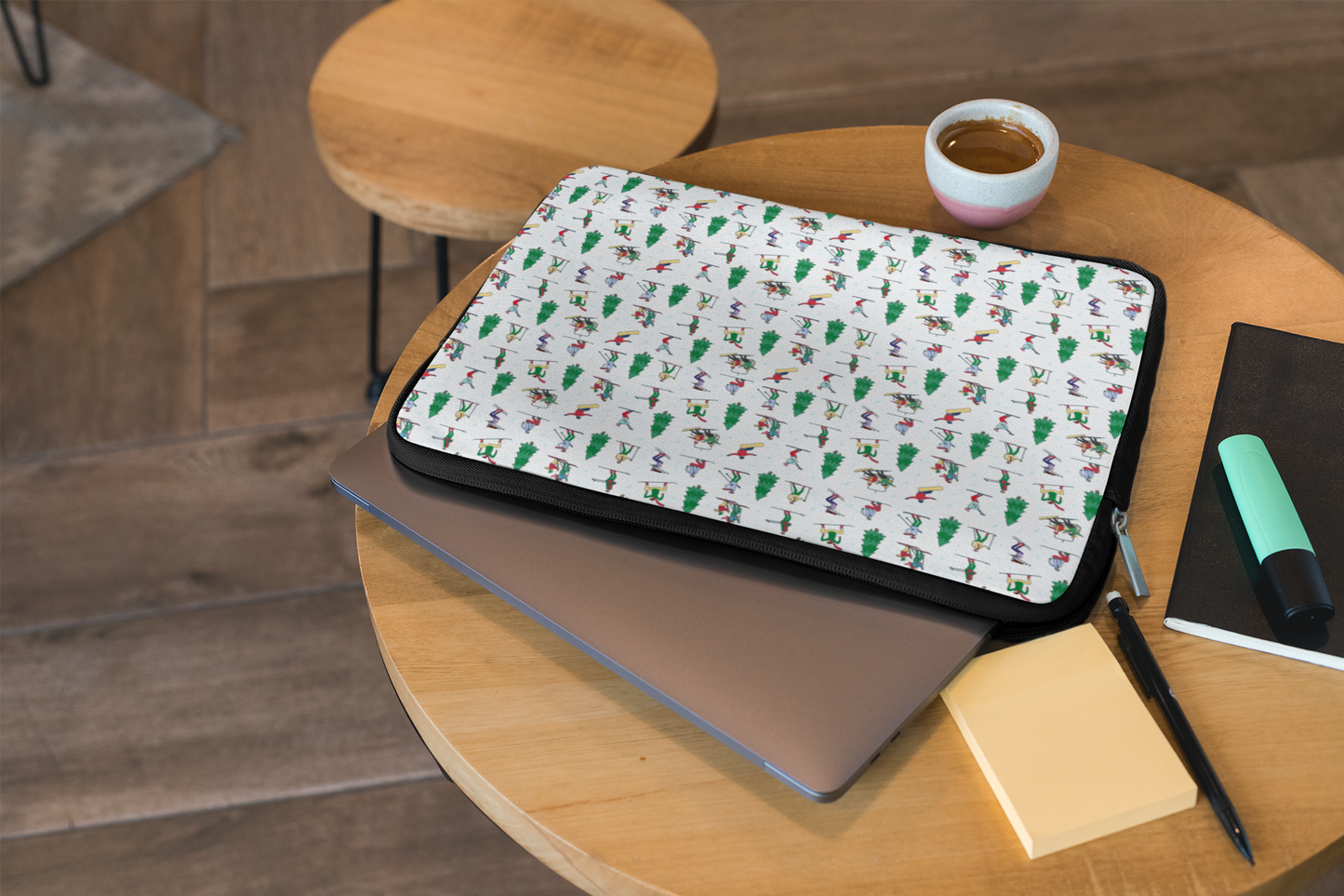 Skiing Winter Landscape Printed Laptop Sleeve