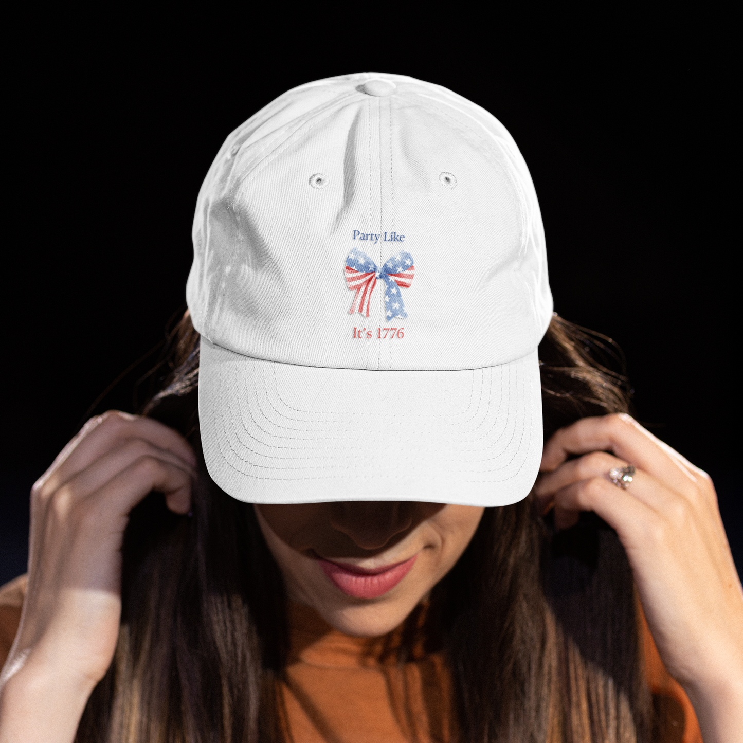 "Party Like It's 1776" 4th of July Bow Classic Cotton Dad Cap