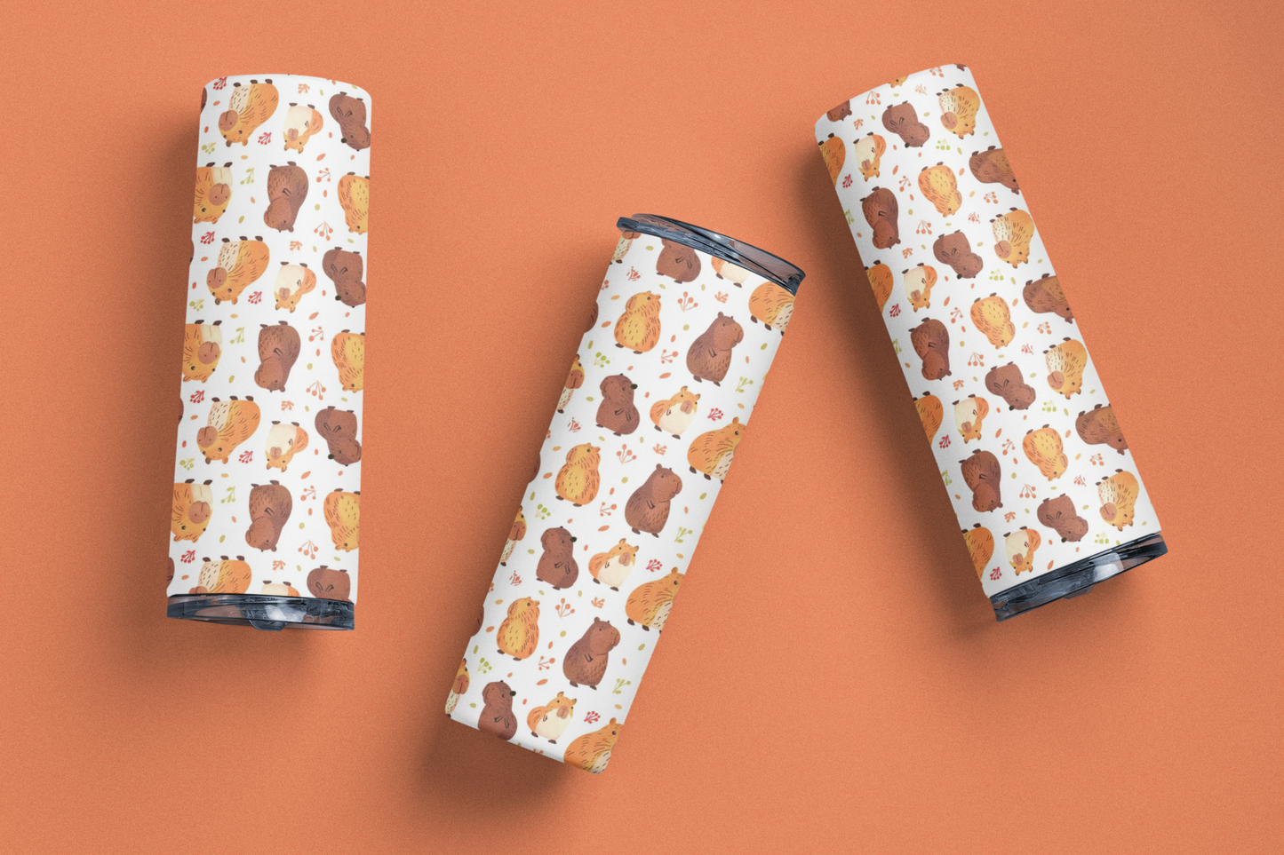 Chibi Style Capybaras 20oz Skinny Tumbler with Straw