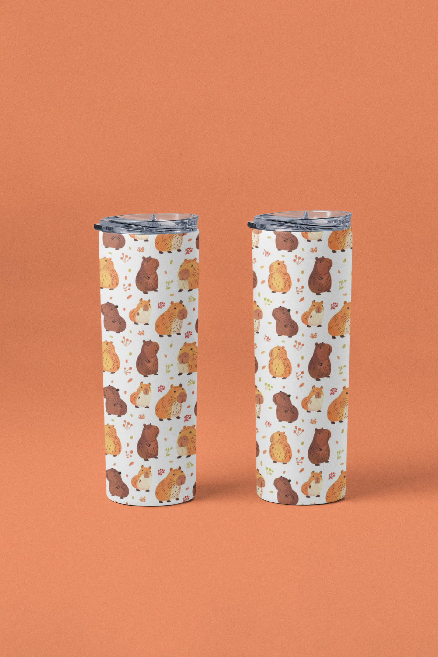 Chibi Style Capybaras 20oz Skinny Tumbler with Straw