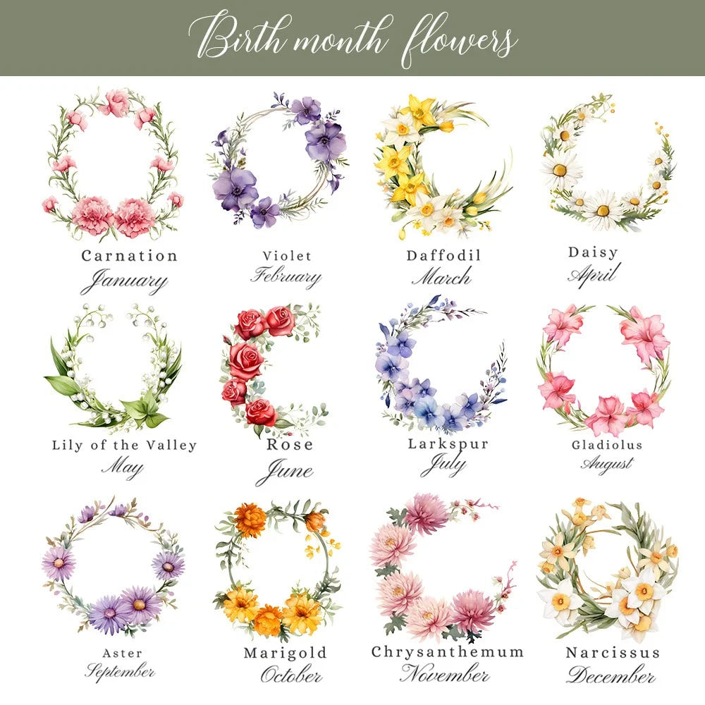 Personalized Birth Flower & Birth Tree Wedding Themed Pocket Makeup Mirror