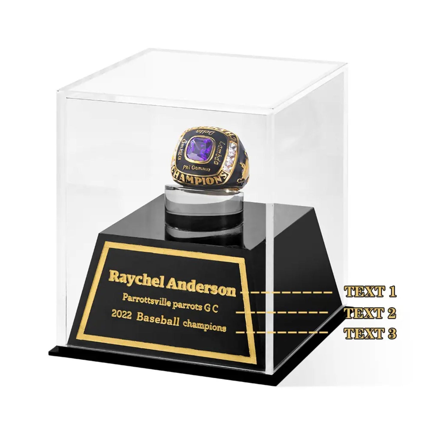 Custom Engraved Championship Ring Display Case