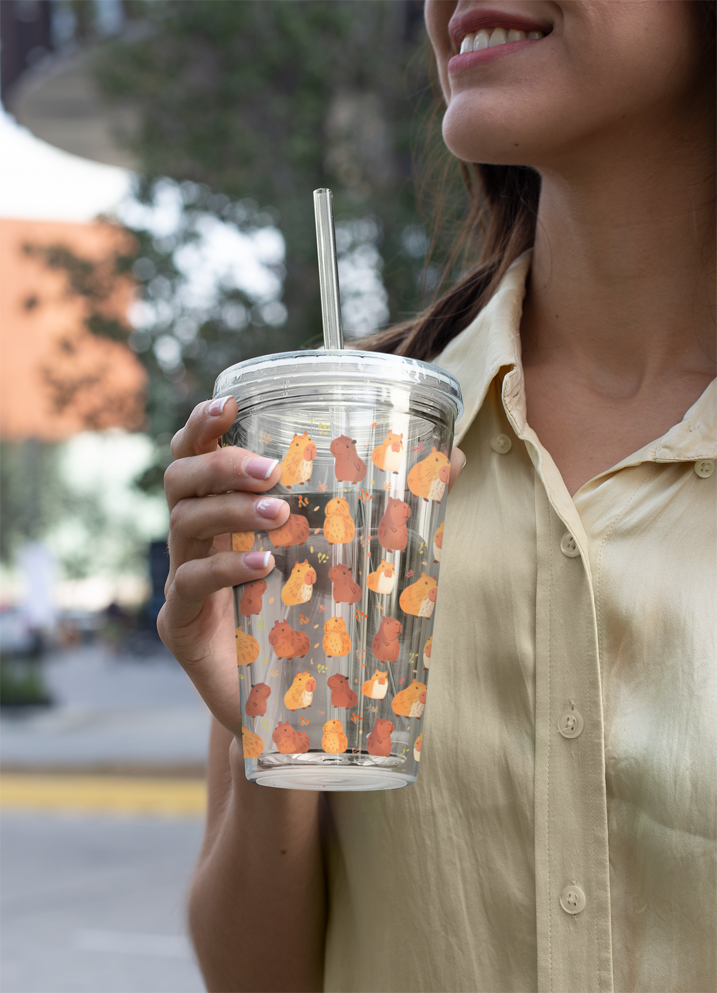 Kawaii Capybaras 16oz Tumbler with Straw