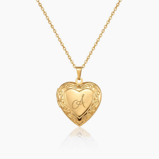 heart locket necklace initial photo
