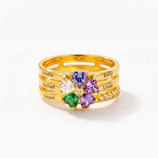 Personalized Family Birthstone Ring with Names