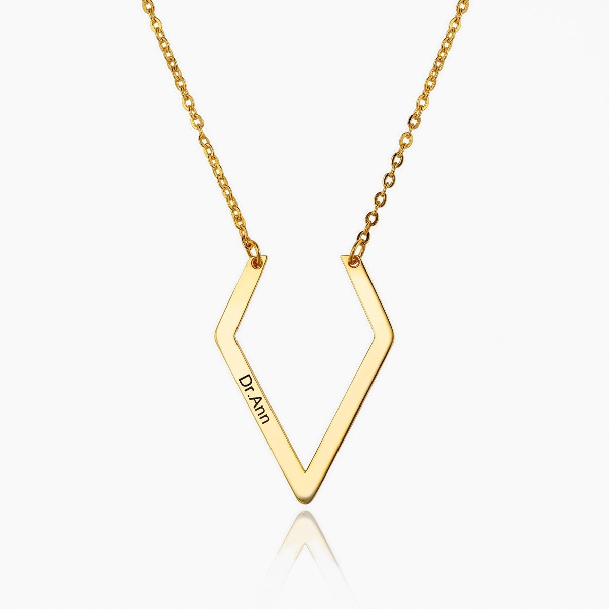 open rhombus ring holder necklace with custom engraving