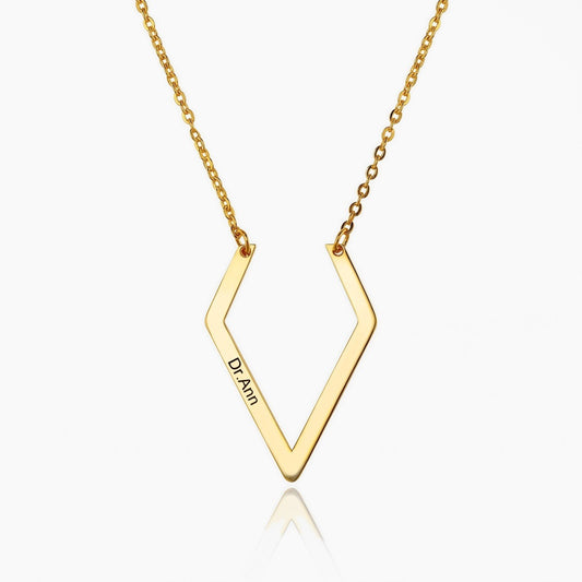 open rhombus ring holder necklace with custom engraving