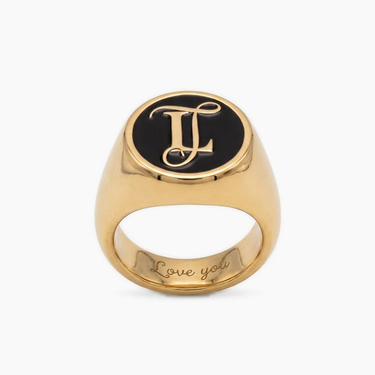custom monogram signet ring with inside engraving