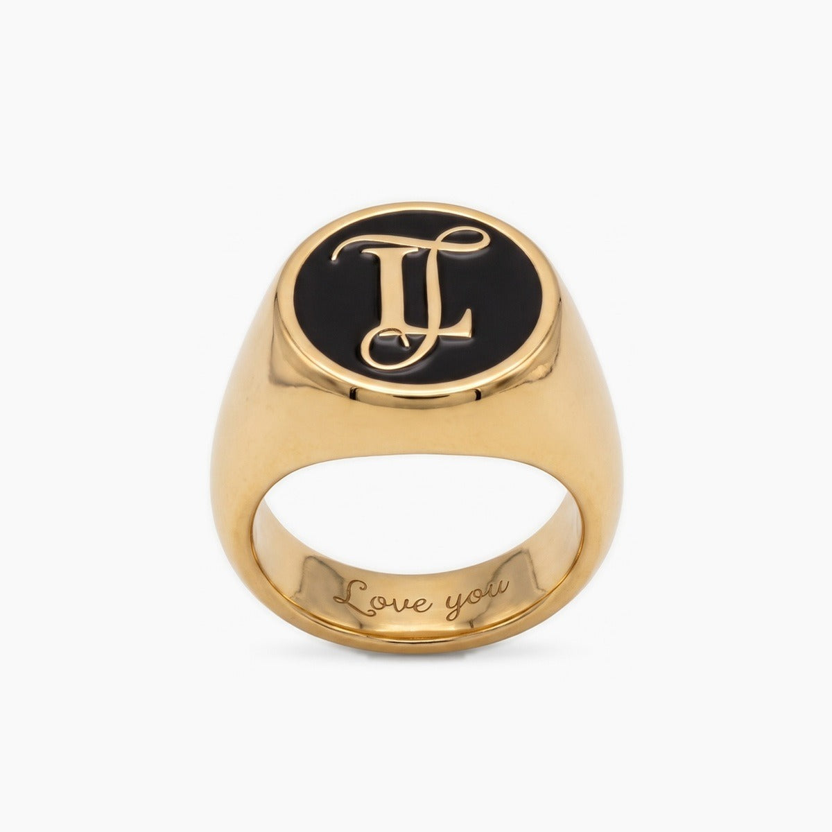 custom monogram signet ring with inside engraving