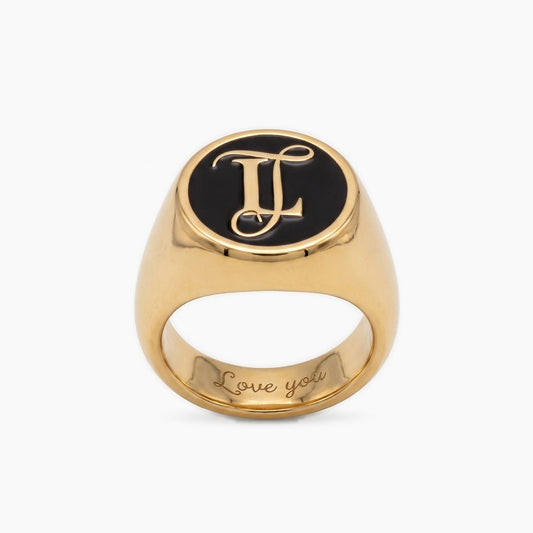 custom monogram signet ring with inside engraving