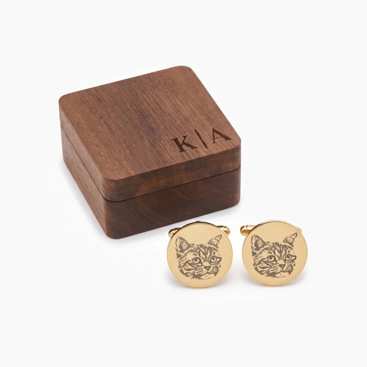 custom pet portrait cufflinks with box