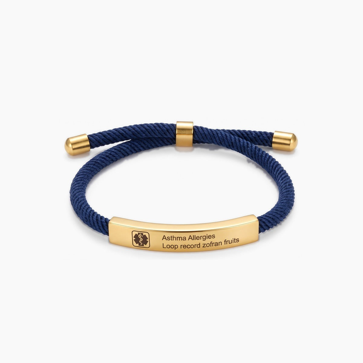 custom medical alert adjustable soft rope bracelet
