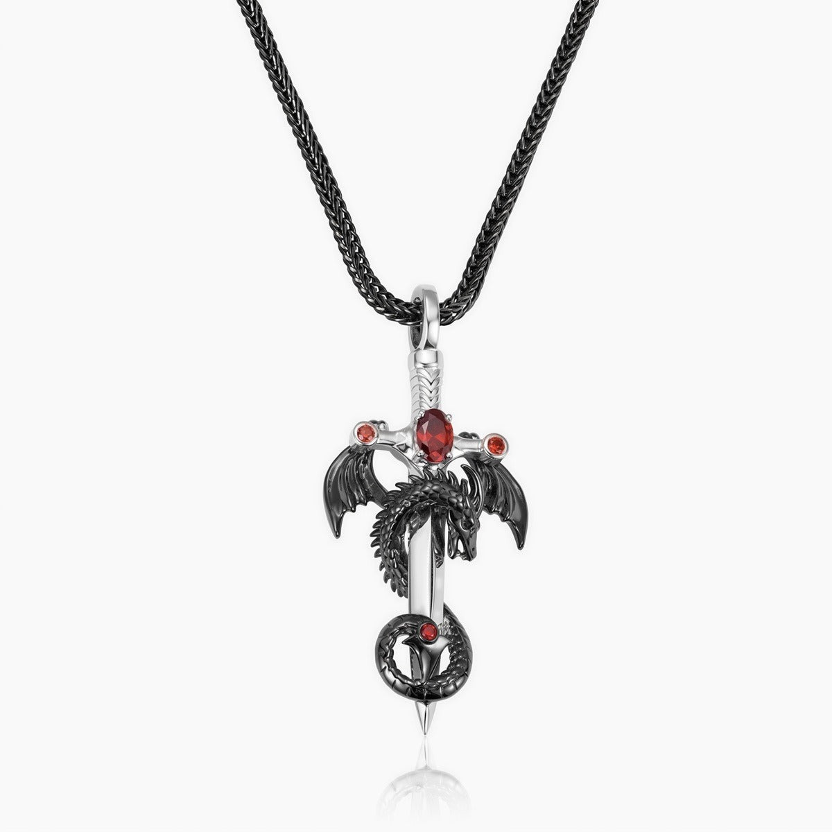 personalized birthstone dragon sword necklace