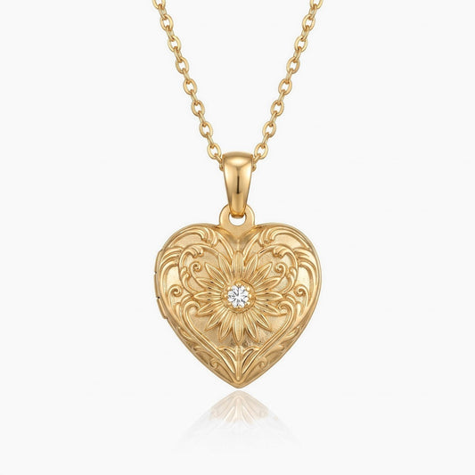 gold picture locket necklace personalized memorial photo locket