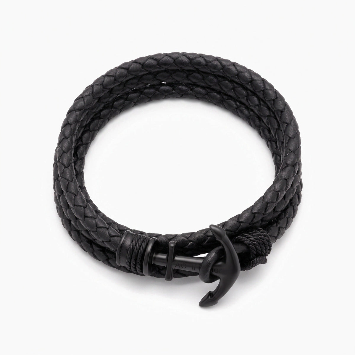 personalized mens anchor leather braided bracelet