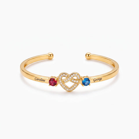 Love Knot Bangle with Names & Birthstones