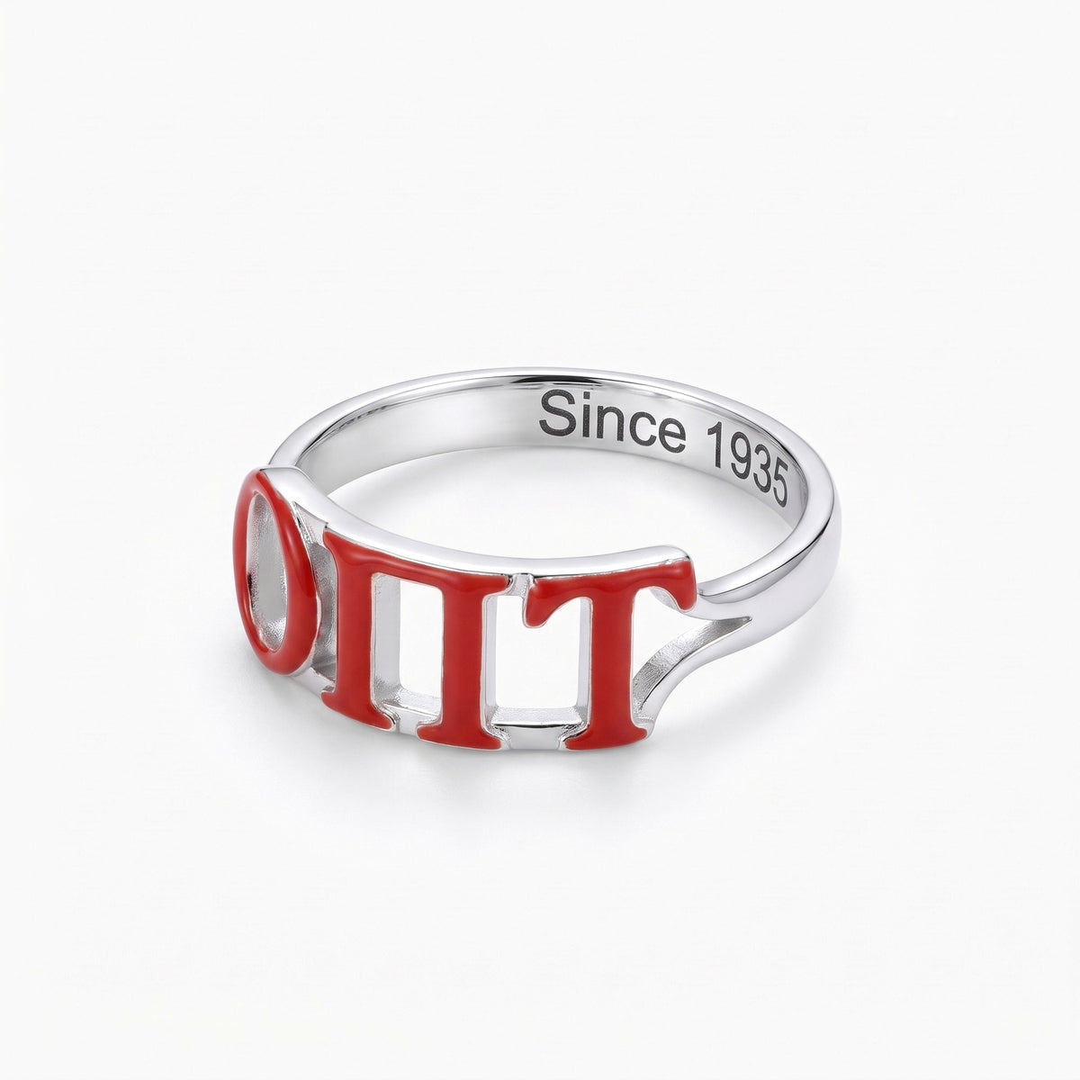 custom greek letters ring in 925 sterling silver
