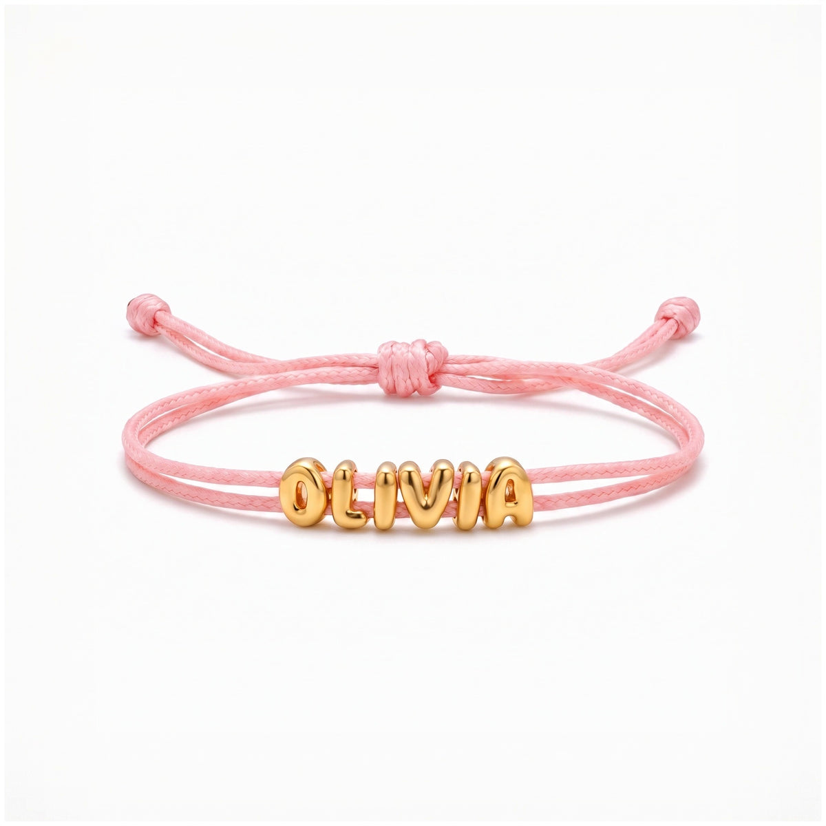 bubble letter name cord bracelet