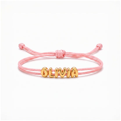 bubble letter name cord bracelet