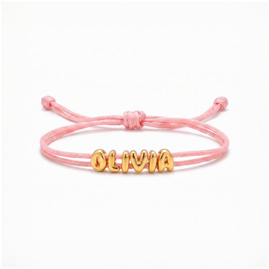 bubble letter name cord bracelet