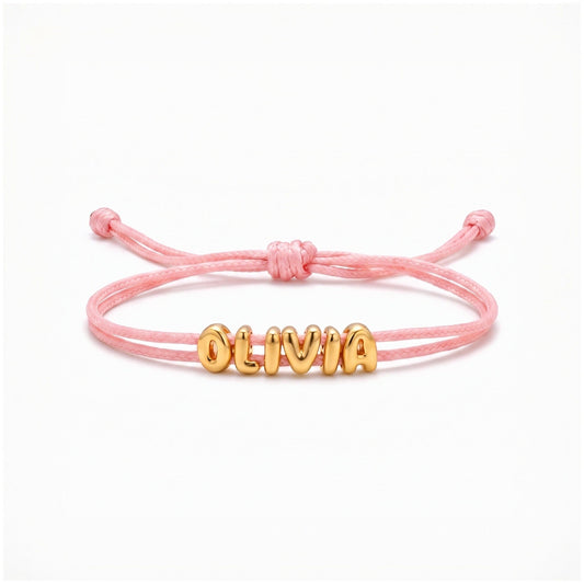personalized 3d bubble letter cord bracelet