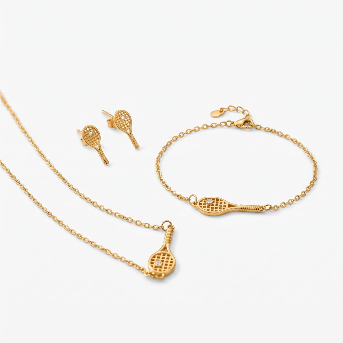 tennis racket bracelet and earrings set gift for tennis players