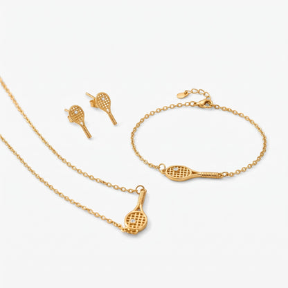 tennis racket bracelet and earrings set gift for tennis players