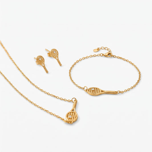 tennis racket bracelet and earrings set gift for tennis players