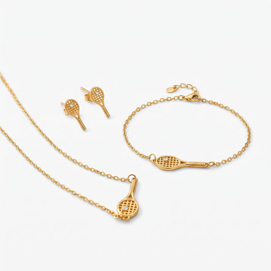 tennis gifts for her personalized tennis racket necklace and earrings