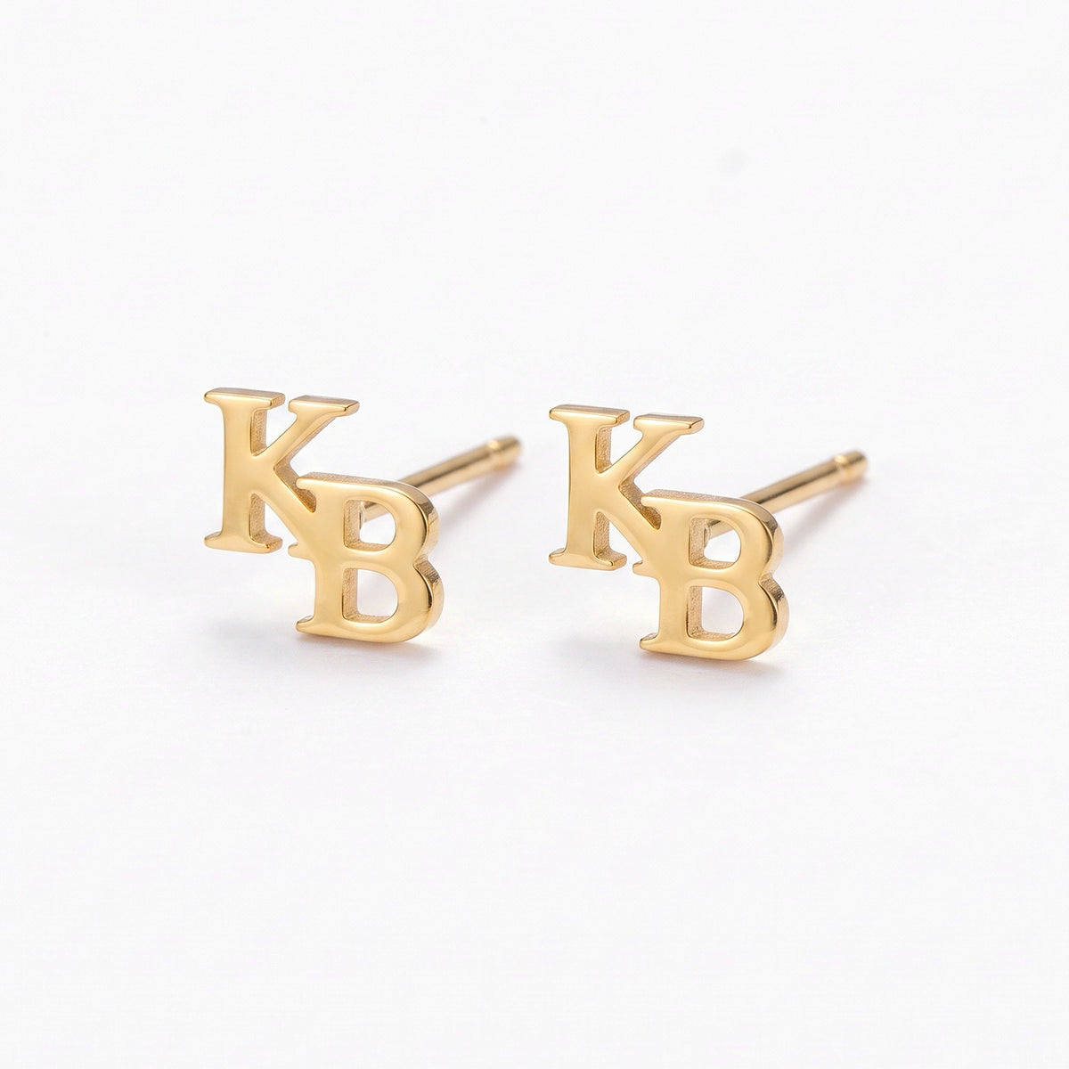 tiny two letters stud earrings 925 sterling silver or stainless steel
