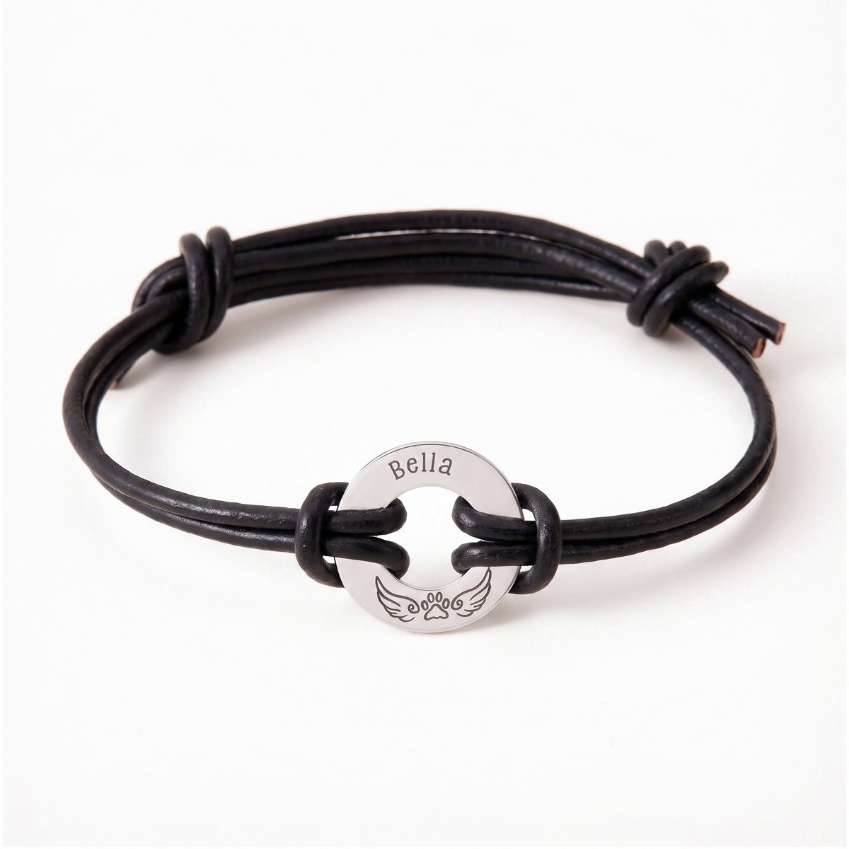 pet name paw print with angel wings rope bracelet