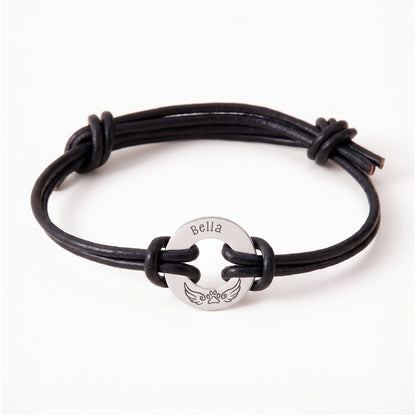 pet name paw print with angel wings rope bracelet