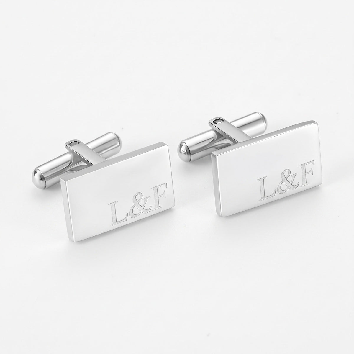 personalized rectangle cufflinks with wooden box