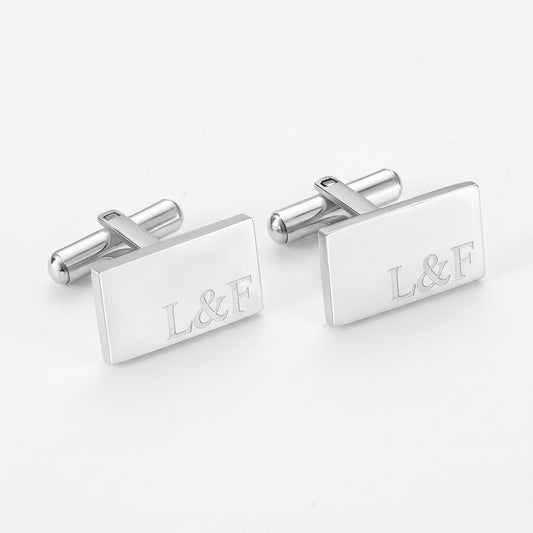 personalized rectangle cufflinks with wooden box