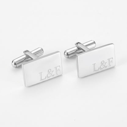 personalized rectangle cufflinks with wooden box