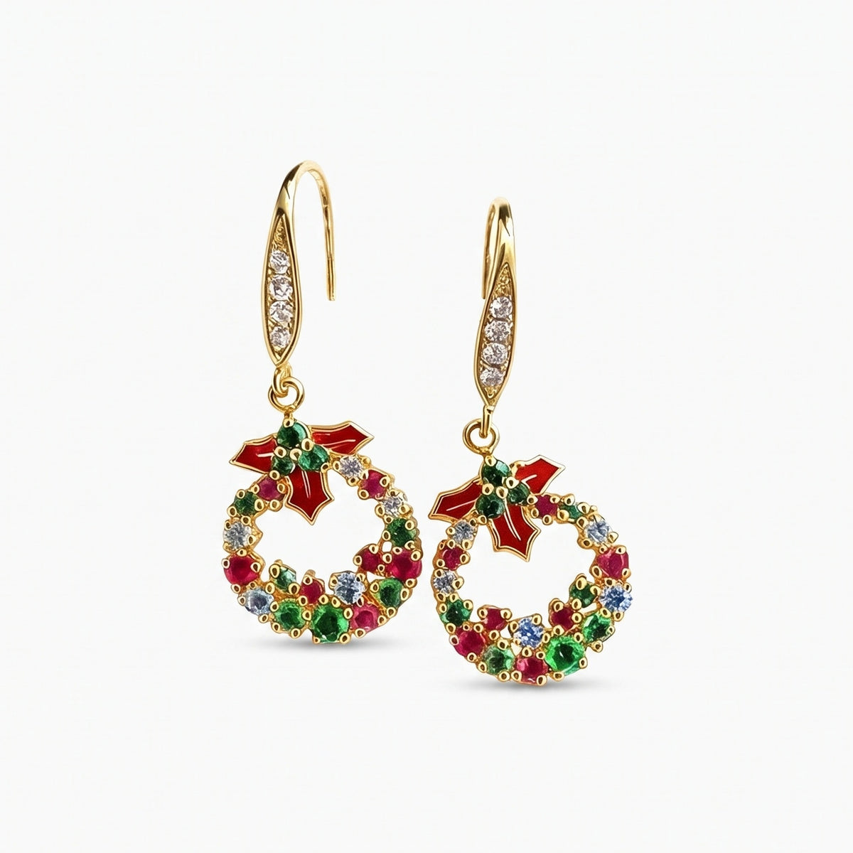christmas wreath dangle earrings