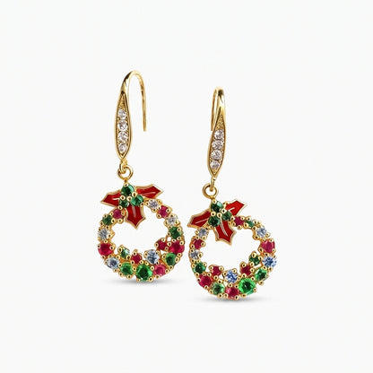 christmas wreath dangle earrings